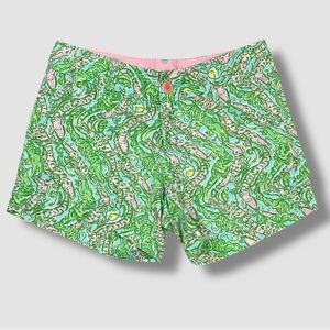 Lilly Pulitzer Callahan Short Size 2 Chomp Chomp Alligator Pink Green Mid Rise